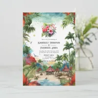 Watercolor Dominican Republic Destination Wedding Invitation