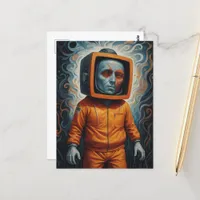 Orange Man Orange Suit TVhead Postcard