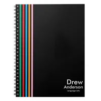 Color Stripe Boy’s Custom Name Kids School Journal