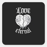Gothic Skeleton Heart Valentine Classic Design Square Sticker