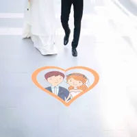 Simple, Cartoon-Iike Spouses Illustration Wedding  Floor Decals