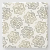 Retro Silver Gold Flower Pattern Stone Coaster