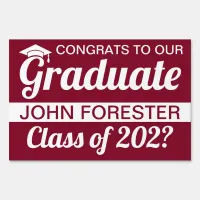 12" x 18" Dark Red and White Graduation Text Yard Sign