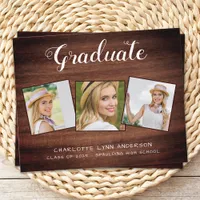 Rustic Wood Graduate 3 Photo Budget Graduation 