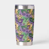 Mardi Gras Masks and Beads Purple Green Yellow Insulated Tumbler