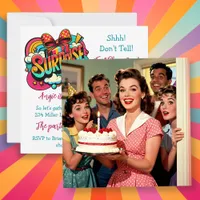 Adult Retro Surprise Party for Her Card