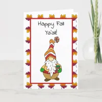 Happy Fall Ya'all, Cute Autumn Gnome Card