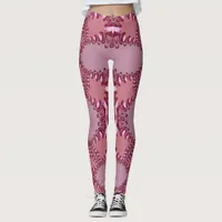 Mushroom Pink Love Fractal Lace Leggings ★Psydefx★