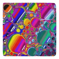 Rainbow Blast Abstract Art   Trivet
