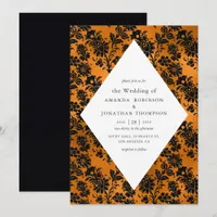 Orange and Black Glam Faux Foil Wedding Invitation