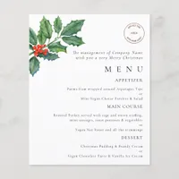 Budget Holly Berries Logo Christmas Party Menu