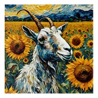 Adorable Goat in a Sunflower Field Acrylic Print