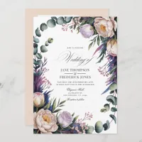 Eucalyptus, Lavender & Champagne Blush Wedding Invitation