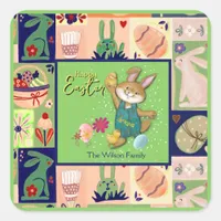 Easter Bunny  Custom Colorful   Square Sticker