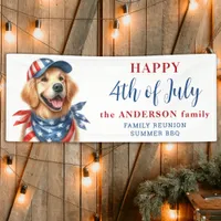 Cute Dog 4th Of July Red White Blue Patriotic Banner