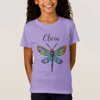 Colorful Stained Glass Dragonfly Wings T-Shirt