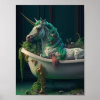 Unicorn in the Tub Full of Plants Poster