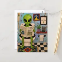 Funny Alien on the Toilet Postcard