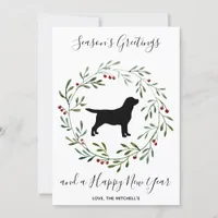 Seasons Greetings Black Labrador Elegant Dog Holiday Card