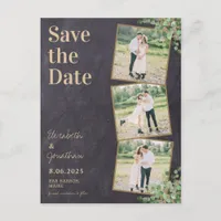 Rustic Chalkboard Greenery 3 Photo Save The Date  Postcard