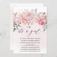 Its a girl Modern Pink Blush Floral Baby Shower Invitation