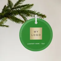 Green white business company logo glass ornament