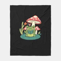 Cottagecore Mushroom Forest Toad Goblincore Mycolo Fleece Blanket