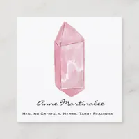 Pink Watercolor Crystal Square Business Card