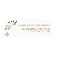 Wedding Address Greenery Rustic Watercolor White Label