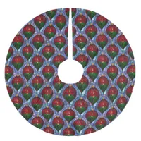 Christmas Ornament Red Green Blue Stained Glass  Brushed Polyester Tree Skirt