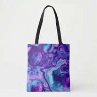 Purple, Blue, Pink Bokeh Marble Fluid Art   Tote Bag