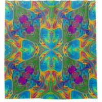 Unique Colorful Neon Abstract Shower Curtain
