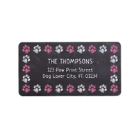 Chalkboard Pink Paw Print Return Address Labels