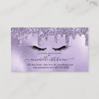 Glitter Purple Eyelash Extension Appointment Business Card