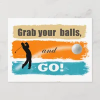 Funny Golf Grab Your Balls ID466 Postcard