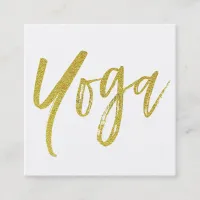 *~* Yoga Instructor Teacher White Gold Modern Square Business Card