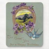 Vintage Birthday Postcard Printed In Germany Mouse Pad