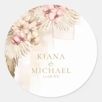 Boho Oasis Wedding Floral ID959 Classic Round Sticker