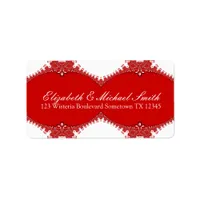 Red White Decor Lace Address Stickers Label