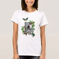 Cat in a Chair Frog Butterfly Collage T-Shirt