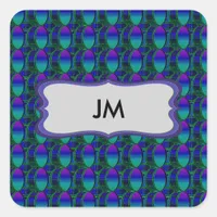 Bass Drum Shades of Blue Pattern Monogram Sticker