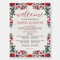 Mexican Floral Colorful Botanical Wedding Program Foam Board