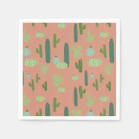 Cute Cactus Peach & Green Napkins