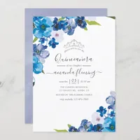 Hues of Blue Floral Quinceañera Invitation