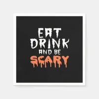 Eat Drink And Be Scary Funny Halloween Minimal Cle Napkins