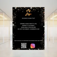 Business logo qr code instagram black gold poster