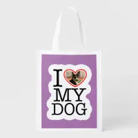 I Love My Dog Personalized  Grocery Bag