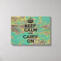 Peeling Yellow and Green Paint Keep Calm Canvas Print