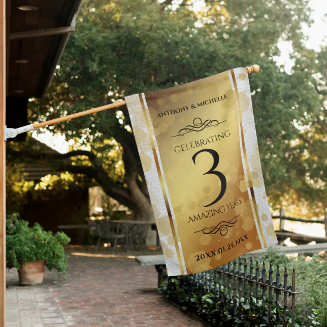 Elegant 3rd Leather Wedding Anniversary House Flag