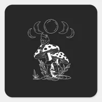 Aesthetic Goblincore And Cottagecore Mushroom Cozy Square Sticker